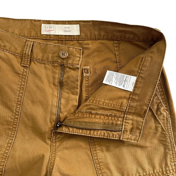 Old Navy Mens Workwear Carpenter Straight Leg Chino Pants Bourbon Tan 32 x 30 - Picture 8 of 15